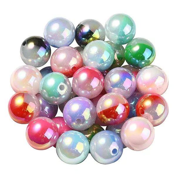 UV Plating Rainbow Iridescent Opaque Acrylic Beads