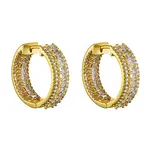 Brass Micro Pave Grade AAA Cubic Zirconia Huggie Hoop Earrings