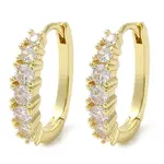 Rack Plating Brass Hoop Earrings with Cubic Zirconia