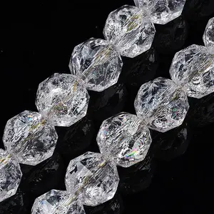 Transparent Crackle Glass Beads Strands