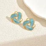 Stainless Steel Enamel Woven Stud Earrings