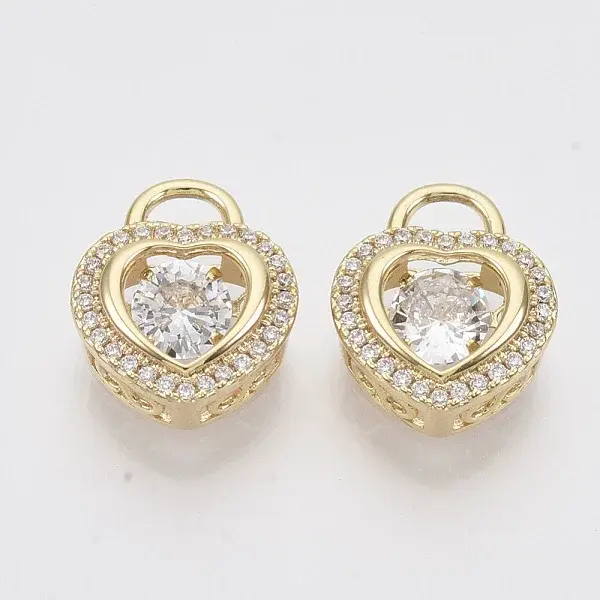 Brass Micro Pave Clear Cubic Zirconia Charms