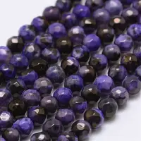 Faceted Natural Fire Crackle Agate Beads Strands
