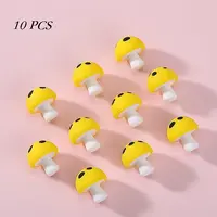 10Pcs Mushroom Silicone Focal Beads