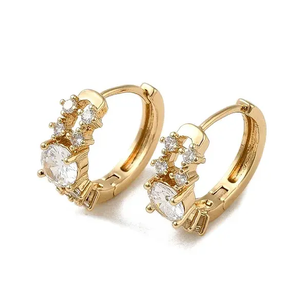 Brass Micro Pave Cubic Zirconia Hoop Earring