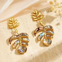 304 Stainless Steel & Shell Stud Earrings for Women