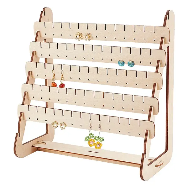 5-Tier Assembled Wood Earring Display Stands