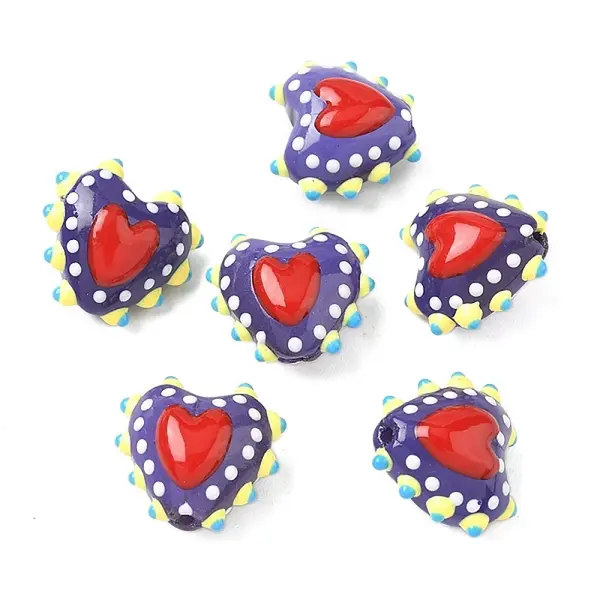 Handmade Lampwork Bumpy Beads Heart