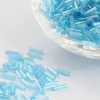 Transparent Colours Rainbow Glass Bugle Beads