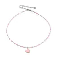 Alloy Enamel Heart Charm Necklace