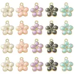 20Pcs 5 Colors Light Gold Plated Alloy Enamel Pendants