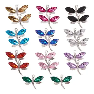 40Pcs 10 Colors Alloy Rhinestones Charms