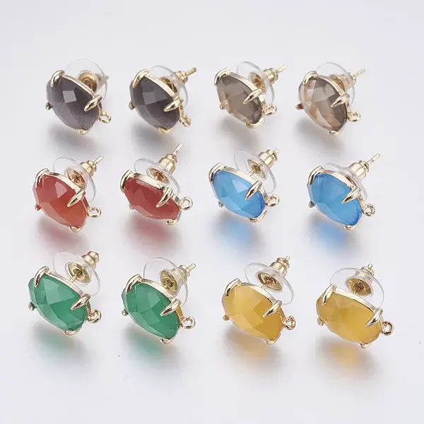 Faceted Glass Stud Earring Findings