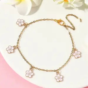 Flower Alloy Enamel Charm Bracelets