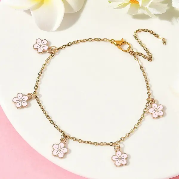 Flower Alloy Enamel Charm Bracelets