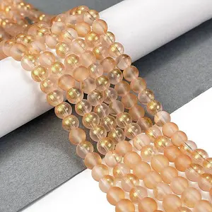 Frosted Transparent Glass Bead Strands
