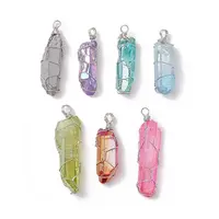 Electroplated Natural Quartz Crystal Pendants