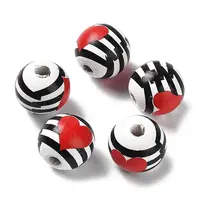 Valentine's Day Theme Printed Wood Beads