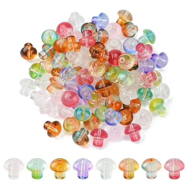 80Pcs 8 Colors Transparent Glass Beads