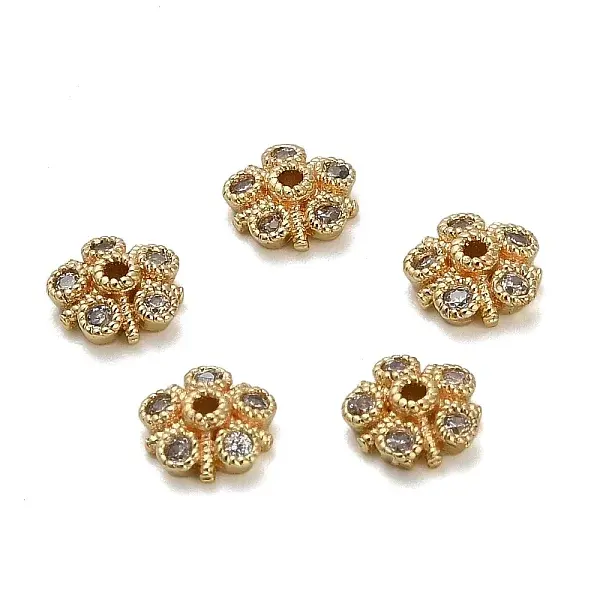 Brass Micro Pave Clear Cubic Zirconia Bead Caps