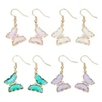 4 Pairs 4 Colors Real 14K Gold Plated Cubic Zirconia Butterfly Dangle Earrings