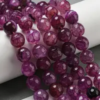 Faceted Natural Dragon Veins Agate Beads Strands