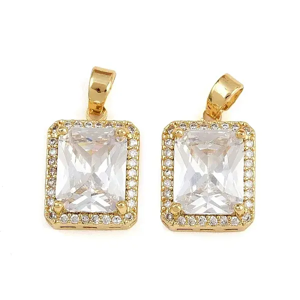 Brass Micro Pave Cubic Zirconia Pendants