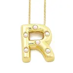 Brass & Plastic Pearl Letter Pendant Box Chain Necklaces for Women
