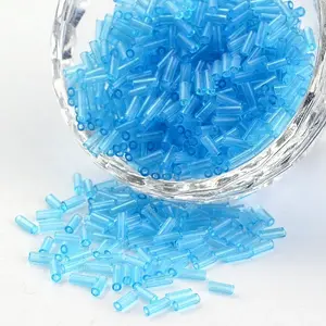 Transparent Colours Round Hole Glass Bugle Beads