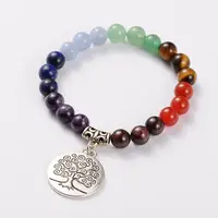 Natural Gemstone Stretch Charm Bracelets