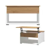Konferenční stolek se zvedací deskou lift - bílá/dub artisan