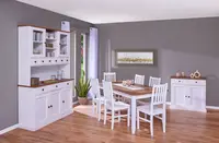 Jídelna z masivu carson - bílá/hnědá