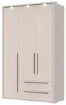 Třídveřová šatní skříň se zásuvkami a led osvětlením baptiste - béžová
