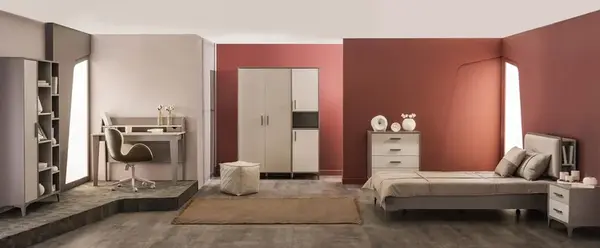 Studentský pokoj renda - šedá/hnědá/béžová