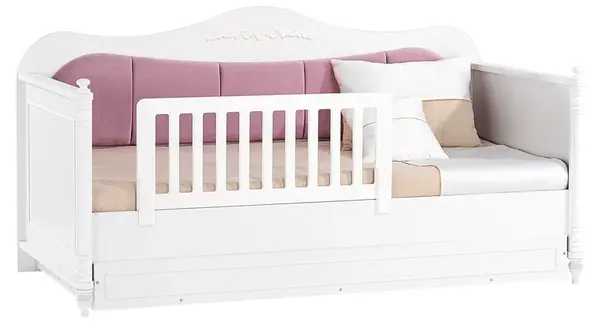 Válenda 90x200 se zásuvkou a zábranou luxor - bílá/růžová