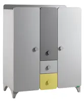 Třídveřová šatní skříň raundo - šedá/žlutá