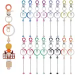 16Pcs 9 Styles Gradient Color Alloy Beadable Bar Keychain for DIY Crafts Jewelry Making