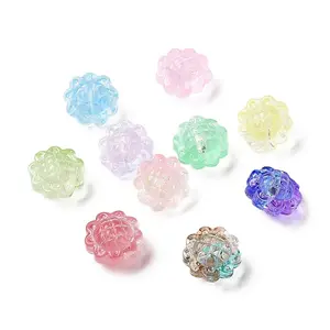 35Pcs Transparent Spray Painted Glass Beads