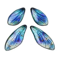 4Pcs Transparent Epoxy Resin Butterfly Wings Pendants