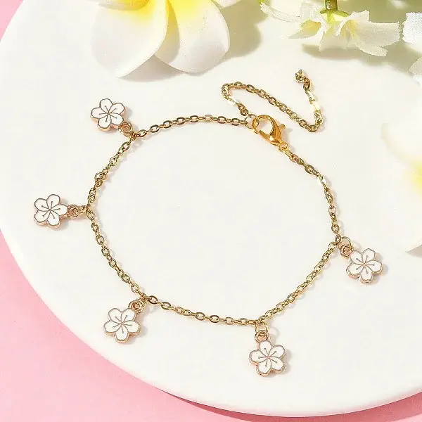 Flower Alloy Enamel Charm Bracelets