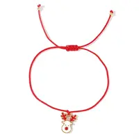 Christmas Alloy Enamel Charm Brided Cord Bracelets