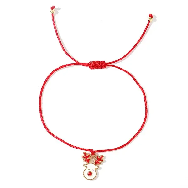 Christmas Alloy Enamel Charm Brided Cord Bracelets
