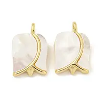 Brass Pave Sea Shell Rose Flower Charms