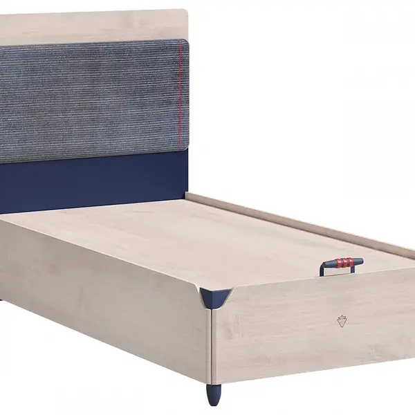 Postel s úložným prostorem 100x200cm lincoln - dub/tmavě modrá