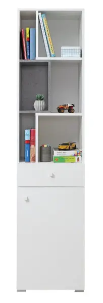 Úzký regál omega iii - bílá/beton