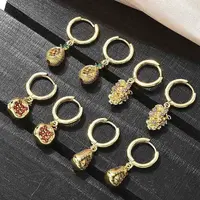 Brass Cubic Zirconia Hoop Earrings