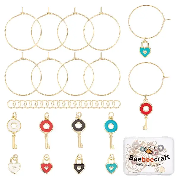 DIY Heart Padlock & Key Wine Glass Charm Making Kit