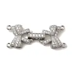 Brass Micro Pave Clear Cubic Zirconia Fold Over Clasps