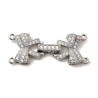 Brass Micro Pave Clear Cubic Zirconia Fold Over Clasps