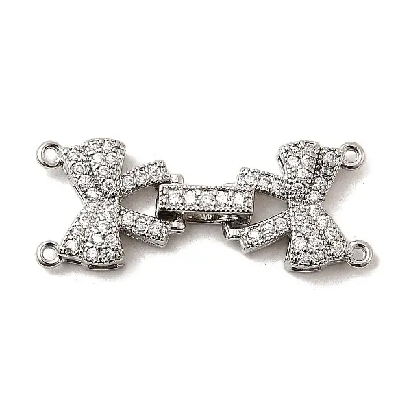 Brass Micro Pave Clear Cubic Zirconia Fold Over Clasps